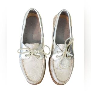 Sperry Women’s Top-Sider Silver Polka Dots Boat Shoes Size 7 STS94917